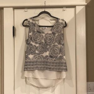 Rose + Olive white/navy tank blouse, never worn